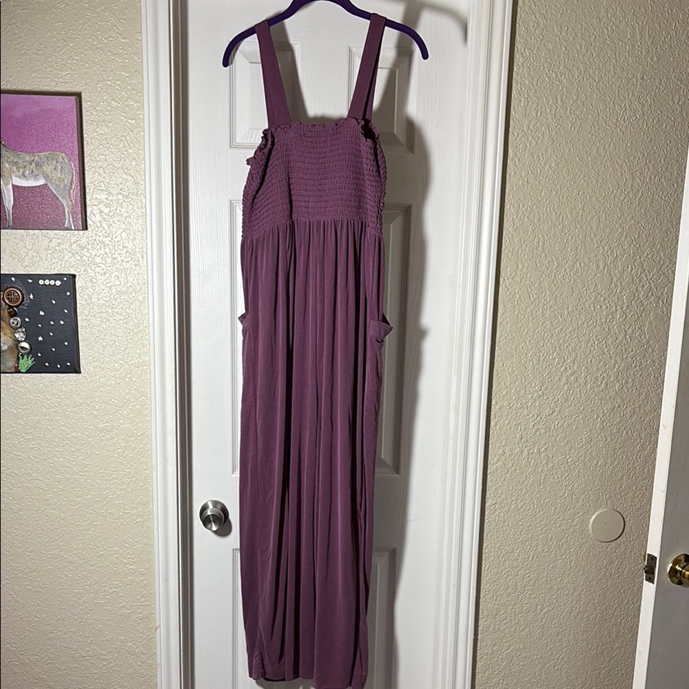 Anthropologie Purple Smocked Pleated Jumpsuit, NWT - Picture 5 of 5